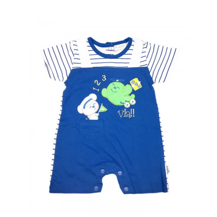 Pagliaccetto tutina bimbo neonato mezza manica Pastello blu 3 - 6 mesi