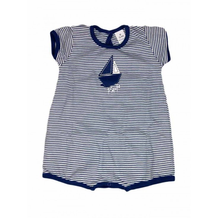 Rapife Tutina Mezza Manica In Cotone Colore Bianco-Blu 3 Mesi