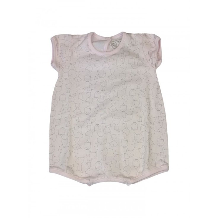 Pagliaccetto tutina bimba neonato mezza manica Rapife rosa 1 m