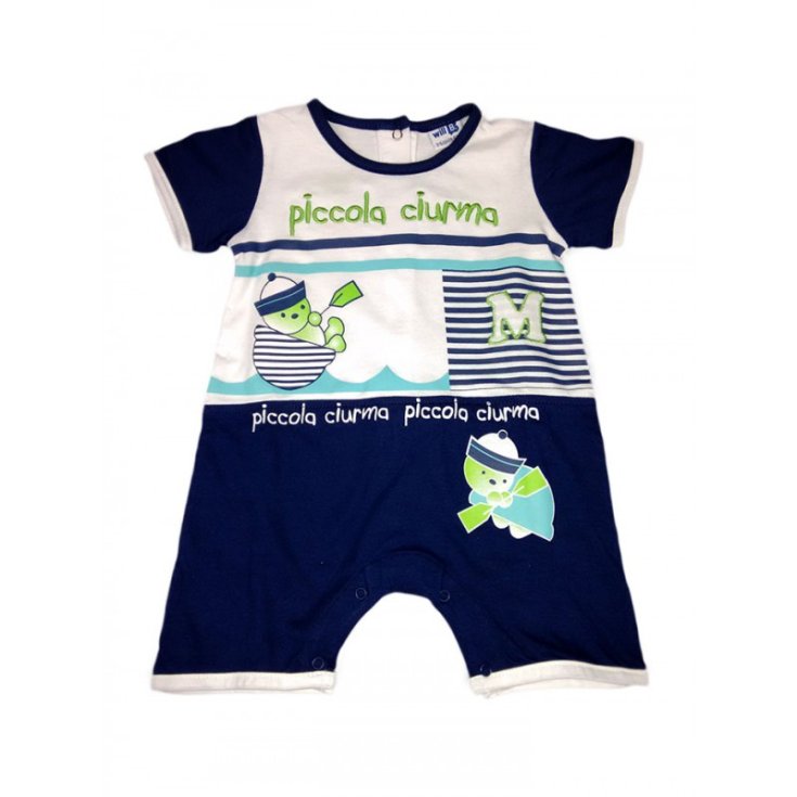 Pagliaccetto tutina bimbo neonato mezza manica Will B bianco blu 3 - 6 m