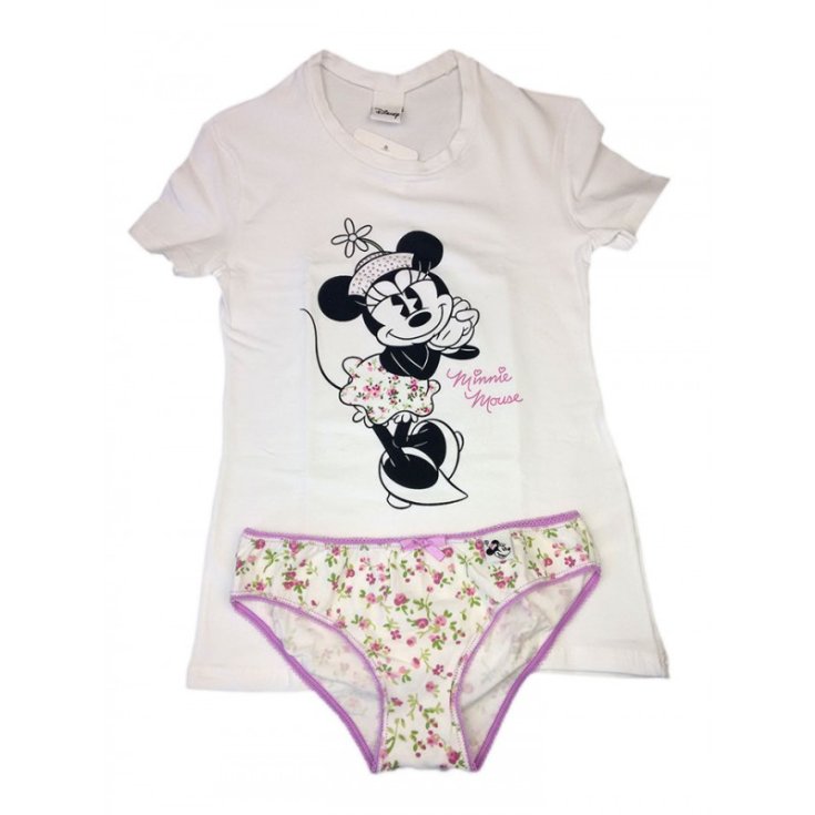 Completo set 2pz tshirt e slip intimo bimba bambina Disney  Minnie Bianco 10 - 12 anni