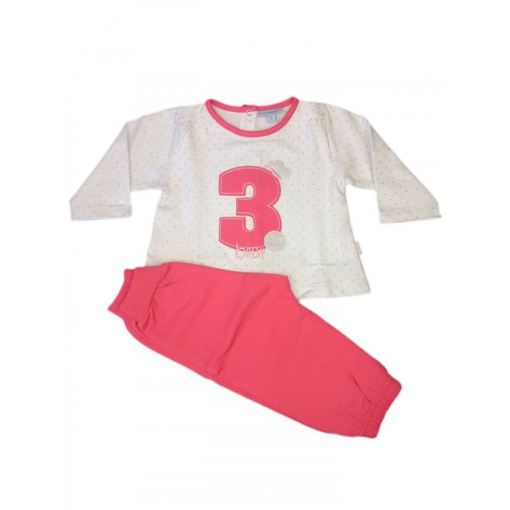 Completo tuta 2pz maglia maglietta pantalone bimba neonato Yatsi rosa fucsia 12 m