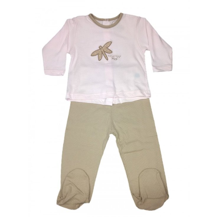 Completo 2pz tshirt e ghettina bimba neonato Rapife rosa marroncino 6 m