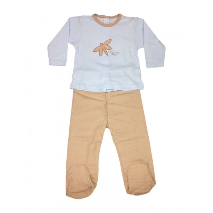 Completo 2pz tshirt e ghettina bimbo neonato Rapife cielo marroncino 6 m