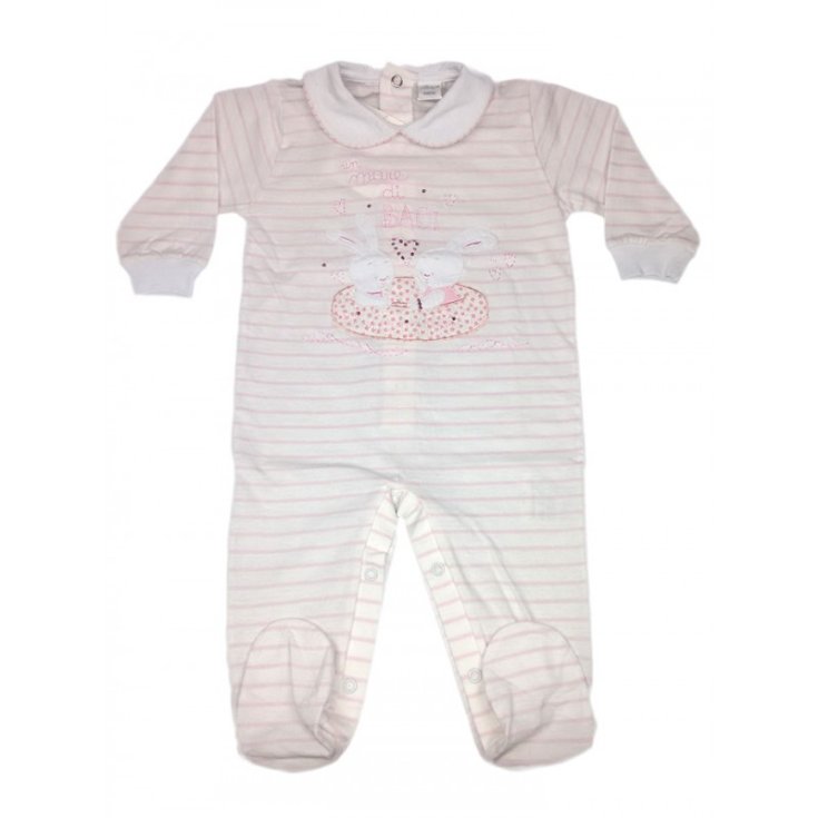 Tuta tutina cotone bimba neonato Ellepi bianco rosa 6 m