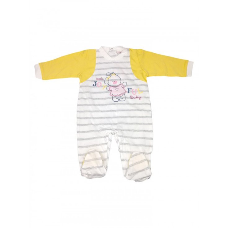 Tuta tutina cotone bimba neonato Bidibimbo bianco giallo 1 - 3 mesi