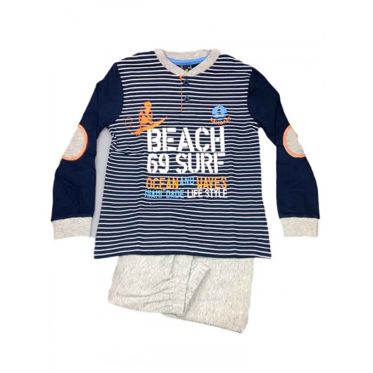 Pigiama maglia maglietta pantalone bimbo bambino Navigare grigio blu 6A