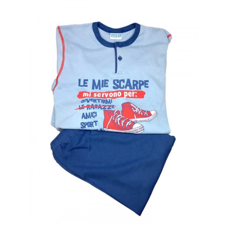 Pigiama maglia maglietta pantalone bimbo bambino Gary azzurro blu 9A
