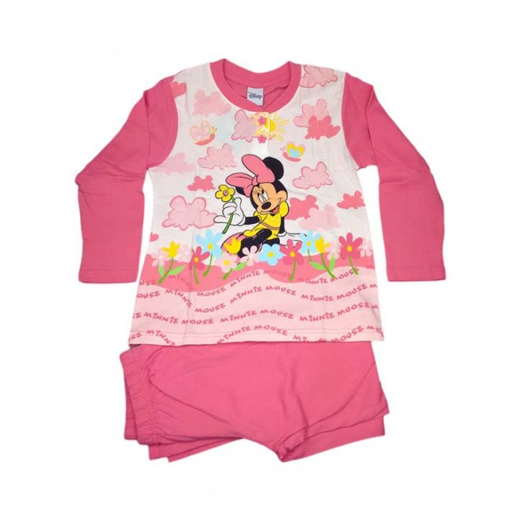Pigiama maglia maglietta pantalone bimba bambina Disney Minnie  bianco rosa fucsia 10A