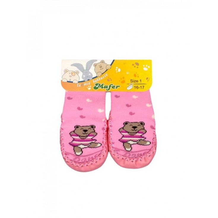 Calza corta calzino antiscivolo babbucce bimba neonato Mafer rosa 16-17