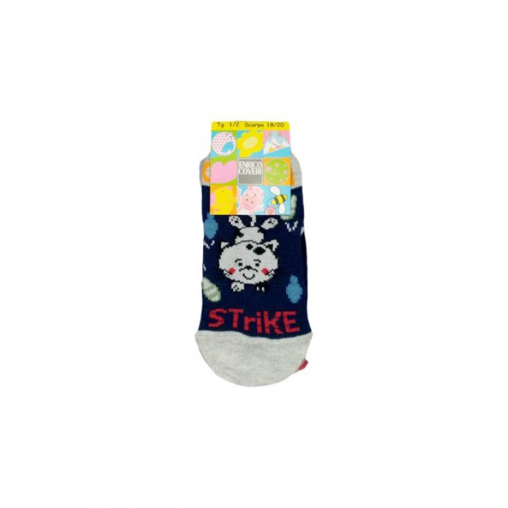 Calza corta calzino antiscivolo bimbo bambina Coveri blu 18-20