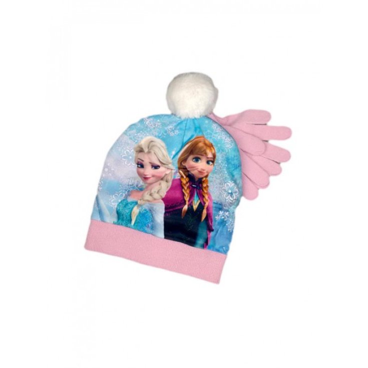 Set 2pz cappello cappellino  pon pon guanti bimba bambina Disney frozen rosa tg 52