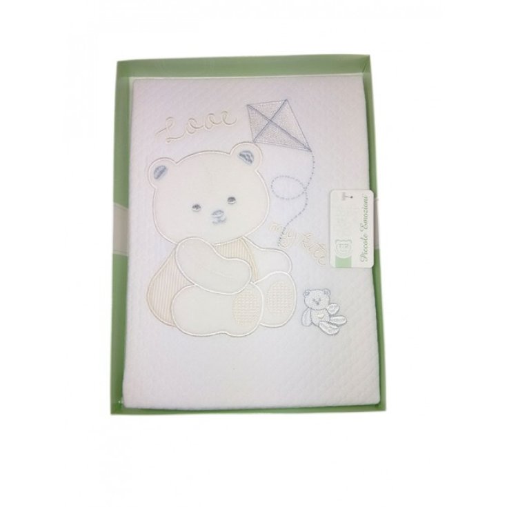 Copertina coperta T&R baby lettino culla bimba bimbo neonato ricamo orsertti panna TU