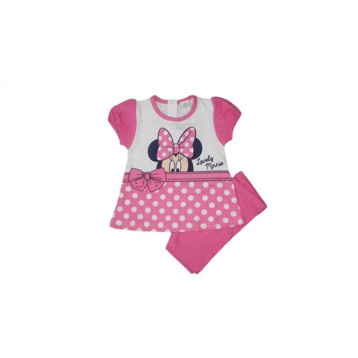 Completo 2pz cotone bimba neonato Disney baby Minnie bianco fucsia 18 m