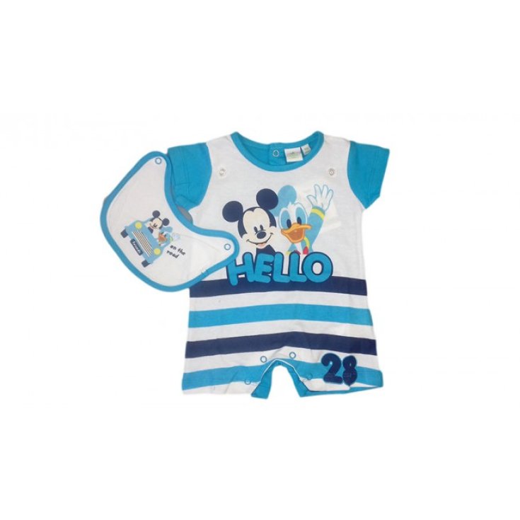 Pagliaccetto tutina bavetta bimbo neonato Disney baby Mickey Mouse azzurro 1 - 3 mesi