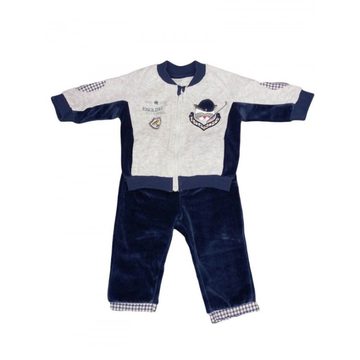 Completo 2pz ciniglia bimbo neonato Ellepi grigio blu 12 m