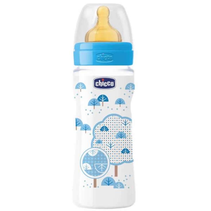 Chicco Well-Being Biberon Caucci&ugrave; PP Flusso Veloce Azzurro 4m+ 330ml