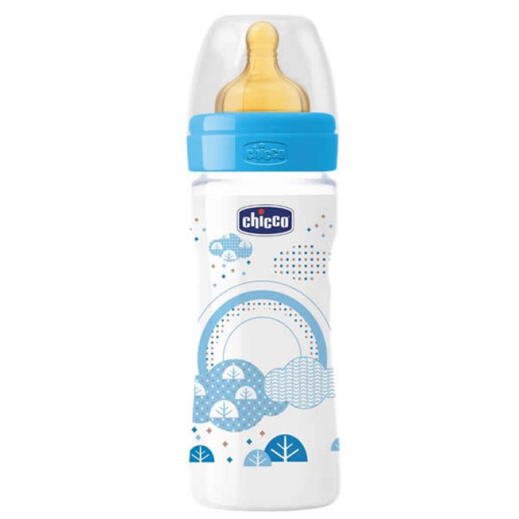 Chicco Well-Being Biberon Caucci&ugrave; PP Flusso Medio Azzurro 2m+ 250ml