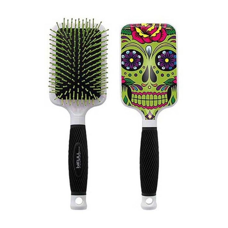 Bifull Racket Hair Brush Green Skull