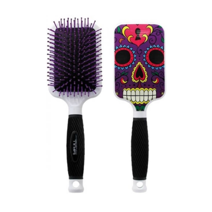 Bifull Racket Hair Brush Purple Skull