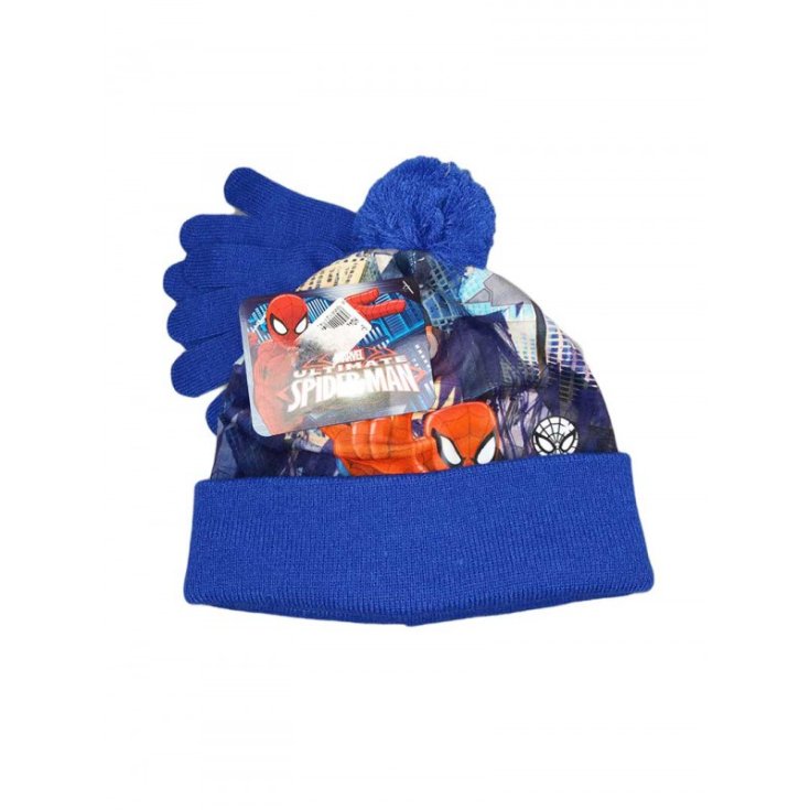 Set 2pz cappello cappellino  guanti bimbo bambino Spiderman bluette tg 52