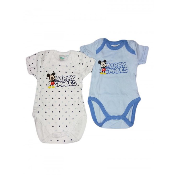 Bi-pack body bodino bimbo neonato mezza manica Disney baby Mickey 18 m