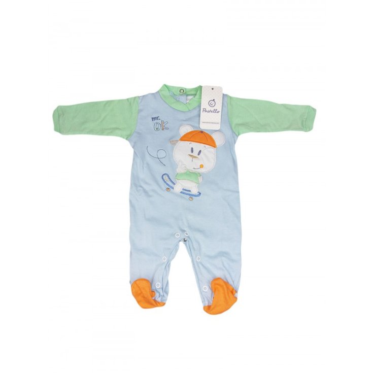 Tuta tutina cotone bimbo neonato Pastello cielo 1 - 3 mesi