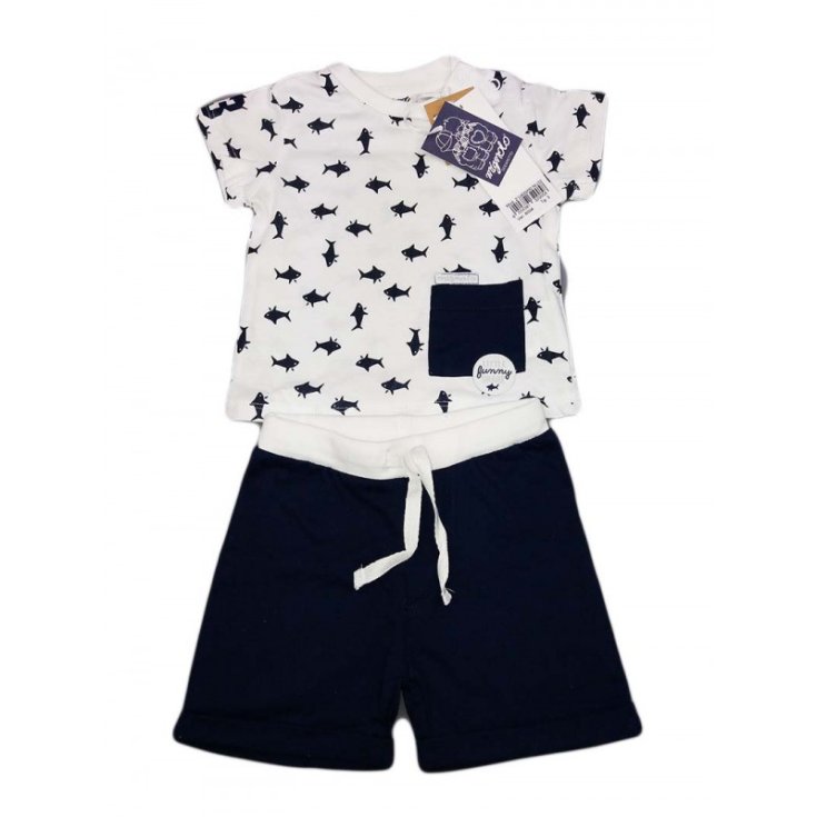 Completo maglia maglietta pantaloncino bimbo neonato Dodipetto Mignolo blu 3 m
