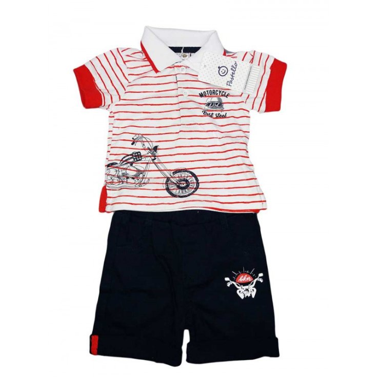 Completo maglia maglietta pantaloncino bimbo neonato Pastello rosso 6 - 9 mesi