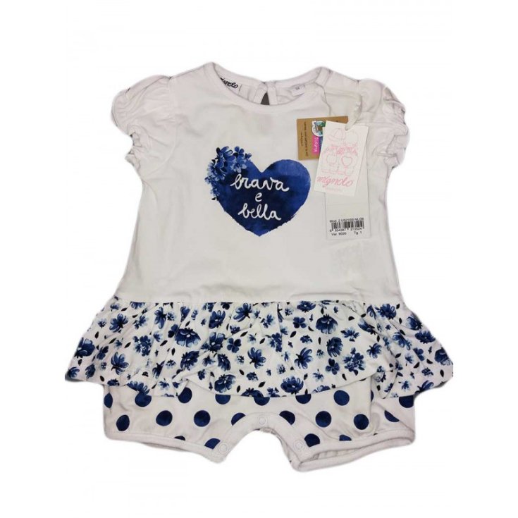 Pagliaccetto tutina bimba neonato mezza manica bianco blu Dodipetto Mignolo 6 m