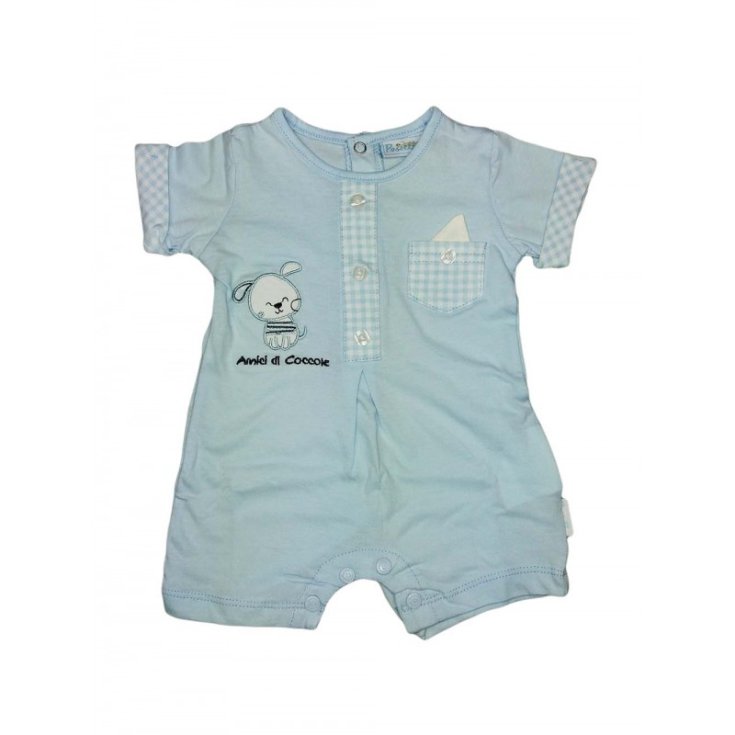 Pagliaccetto tutina bimbo neonato mezza manica Pastello cielo 1 - 3 mesi