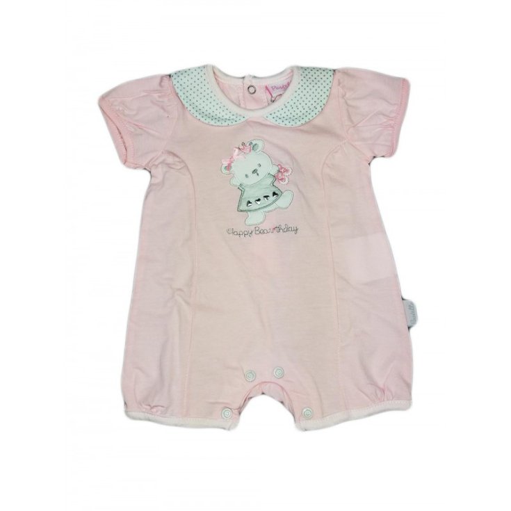 Pagliaccetto tutina bimba neonato mezza manica Pastello rosa 3 - 6 mesi