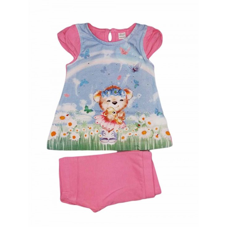 Completo maglia maglietta pantaloncino bimba neonatoEllepi rosa 9 m