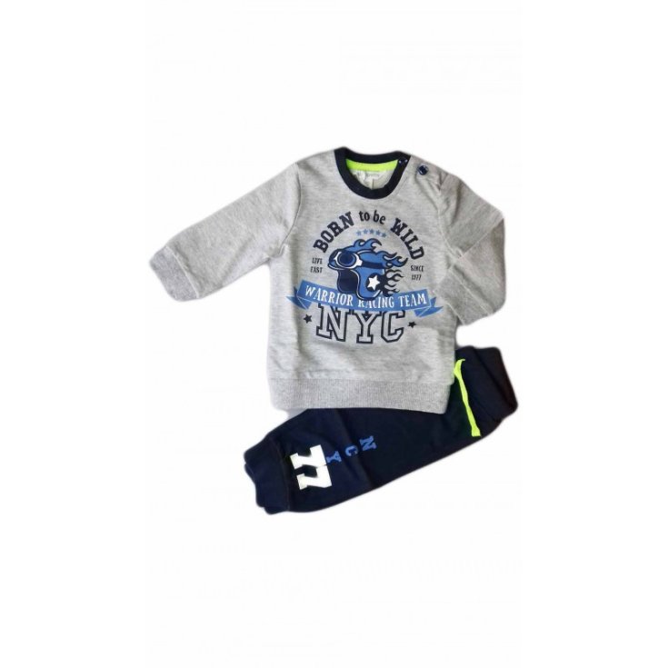 Completo tuta 2pz maglia maglietta pantalone bimbo neonato Dodipetto Mignolo grigio blu 24 m