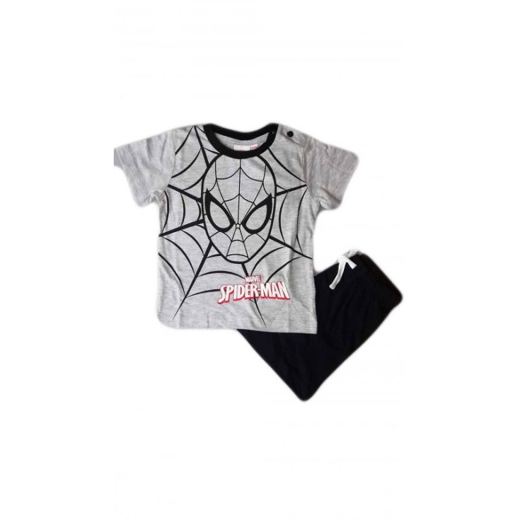 Completo maglia maglietta pantaloncino bimbo bambino Arnetta Spiderman grigio blu 24 m