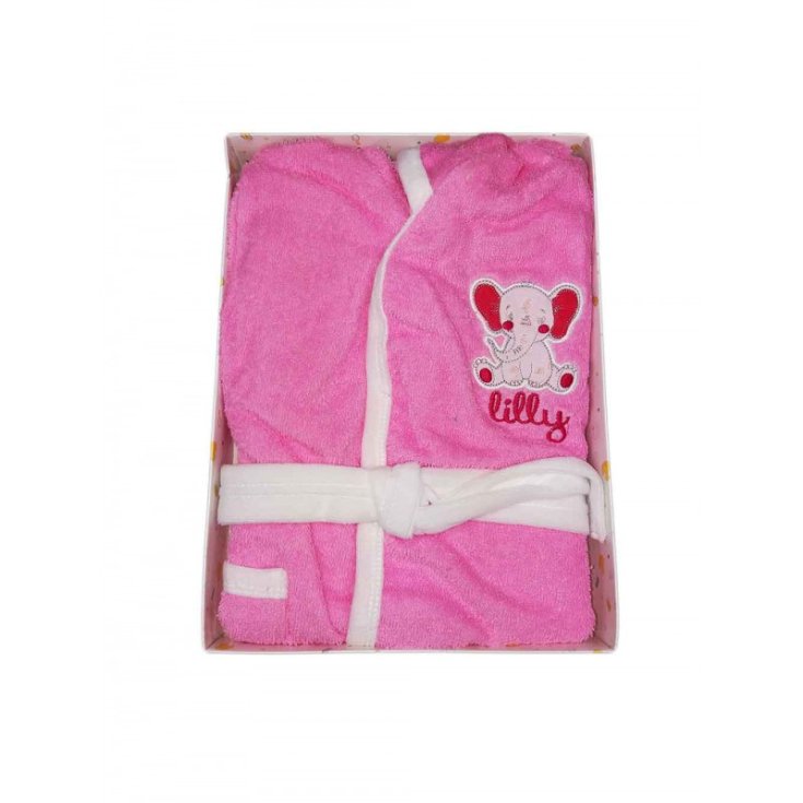 Accappatoio spugna cotoneEllepi bimba neonato rosa 18 m
