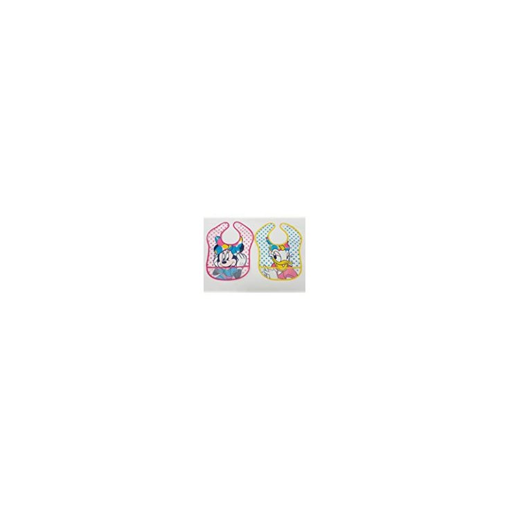 Confezione 2pz bavettone bavetta mangiapappa con strappo bimba bambina ellepi Disney Minnie e Paperina TU