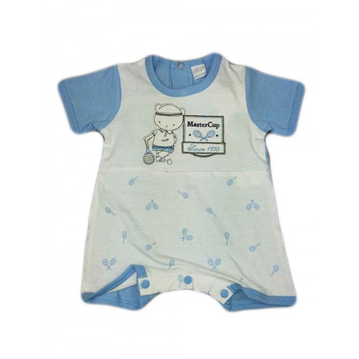 Pagliaccetto tutina bimbo neonato mezza manica Ellepi bianco cielo 3 m