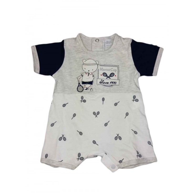 Pagliaccetto tutina bimbo neonato mezza manica Ellepi bianco blu 1 m