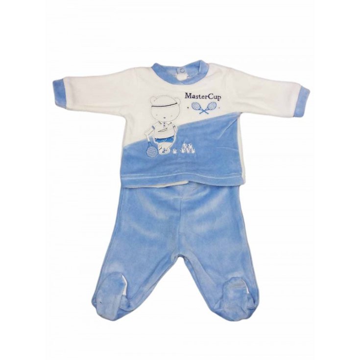 Completo 2pz ciniglia bimbo neonato Ellepi panna cielo 1 m