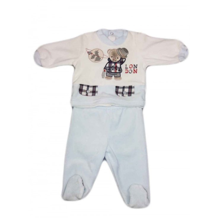 Completo 2pz ciniglia bimbo neonato Ellepi panna cielo 1 m