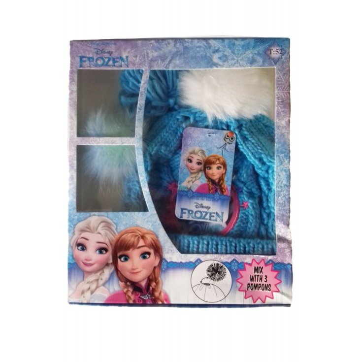 Cappello bambina Disney Frozen 3 pompons azzurro tg 54