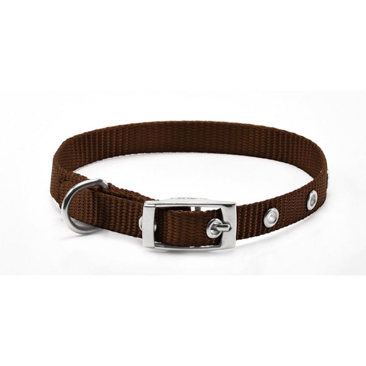 RECORD COLLARE NYLON CON FIBBIA MARRONE