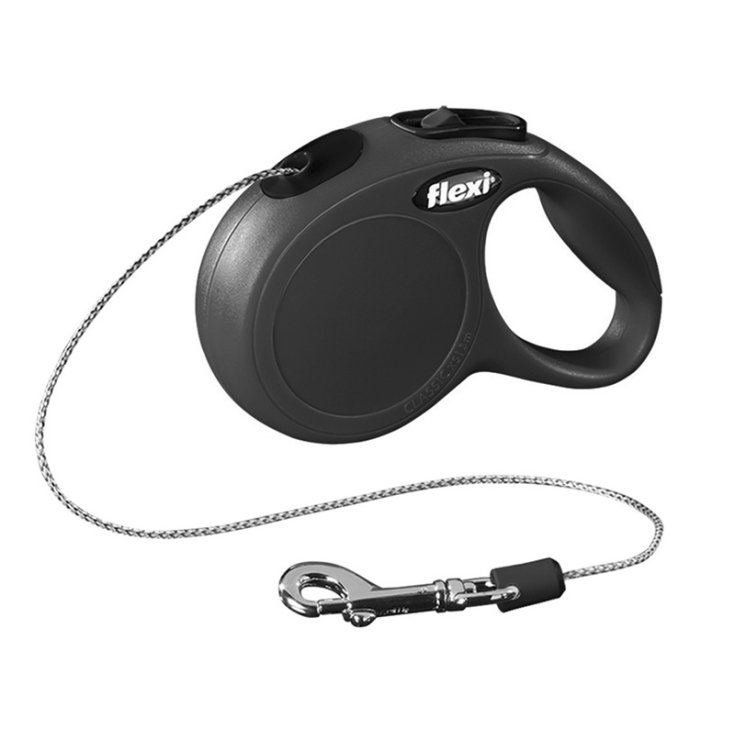 Guinzaglio New Classic Nero con Corda - 5 mt Taglia S