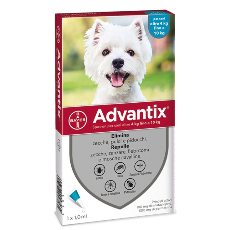 Advantix Spot-On 4 Pipette - Azzurro 4 - 10 Kg